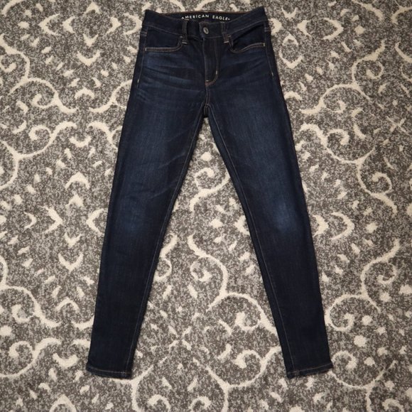 American Eagle Dark Blue Wash Hi-Rise Jegging, 2 - Picture 6 of 10